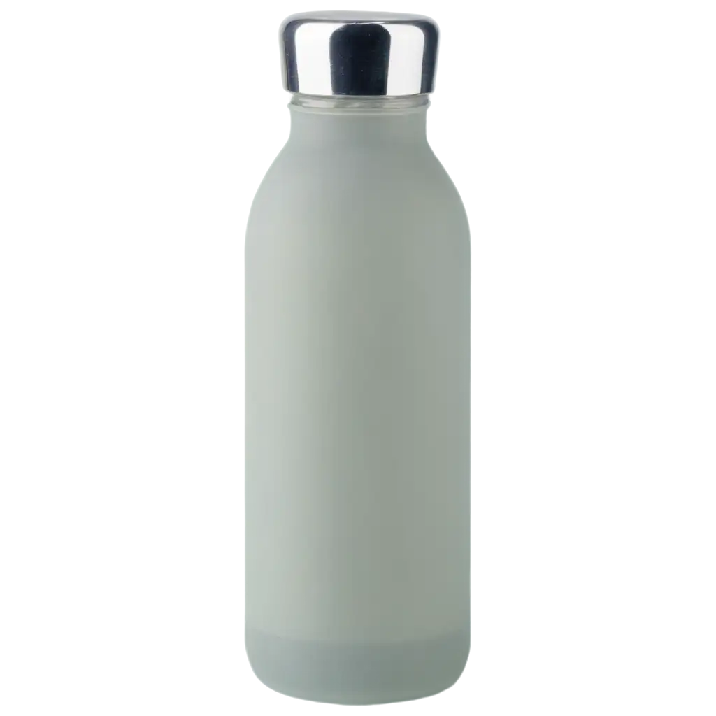 Frosted-Glass-Water-Bottle-with-Silver-Lid-PNG-HighQuality-Image-for-Versatile-Use