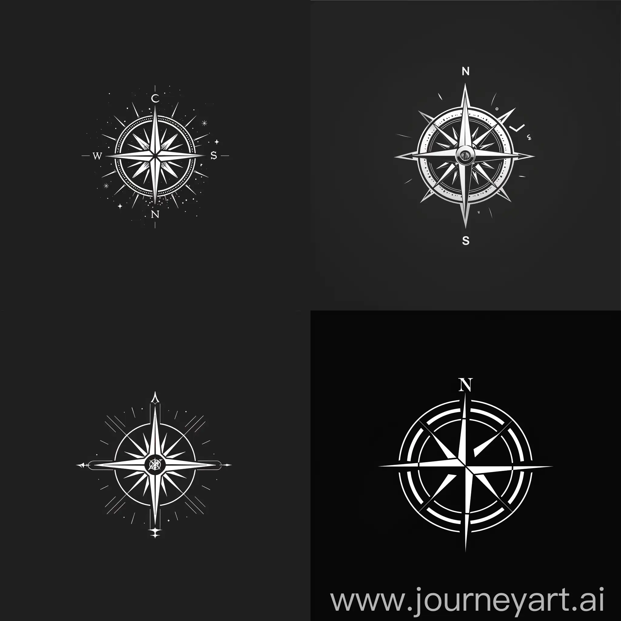 Minimalistic-Logo-with-Magical-Compass-in-Black-and-White