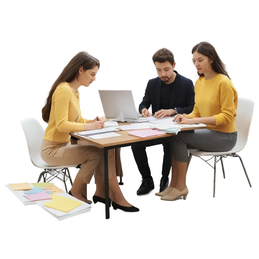 PNG-Image-of-People-Collaborating-Around-a-Table-with-Papers-Computers-and-PostIts