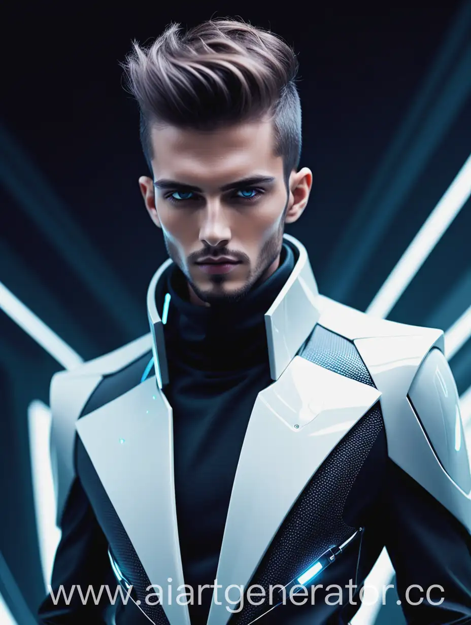 Futuristic-Man-Model-Blending-Fashion-and-Technology-in-a-HighTech-Environment