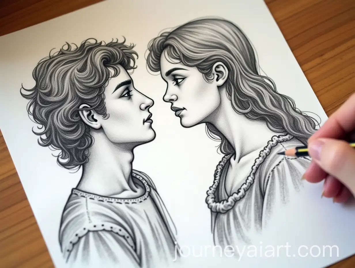 Renaissance-Literary-Heroes-Romeo-and-Juliet-Pencil-Drawing-by-7th-Grade-Student