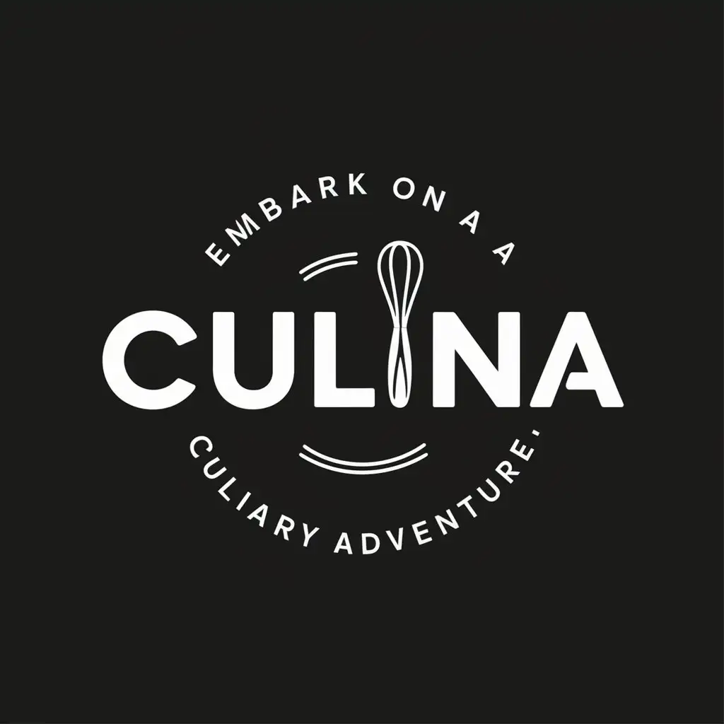 LOGO Design For CULINA Modern Culinary Adventure with Whisk or Knife Theme on Black Background