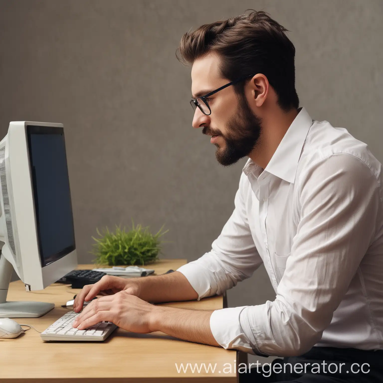 Man-Working-at-Computer-Desk