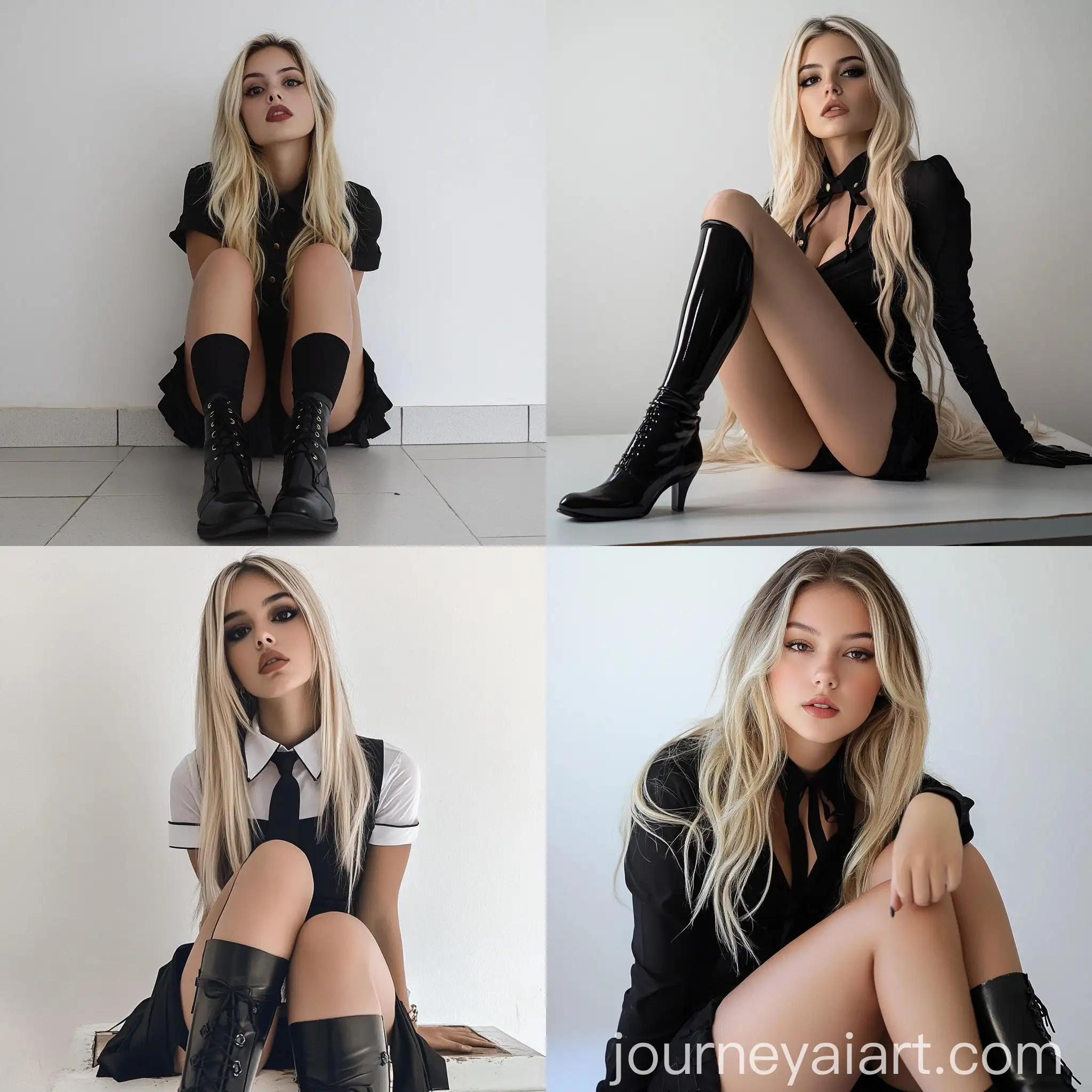 Brazilian-School-Woman-in-Black-Uniform-Makeup-and-Boots