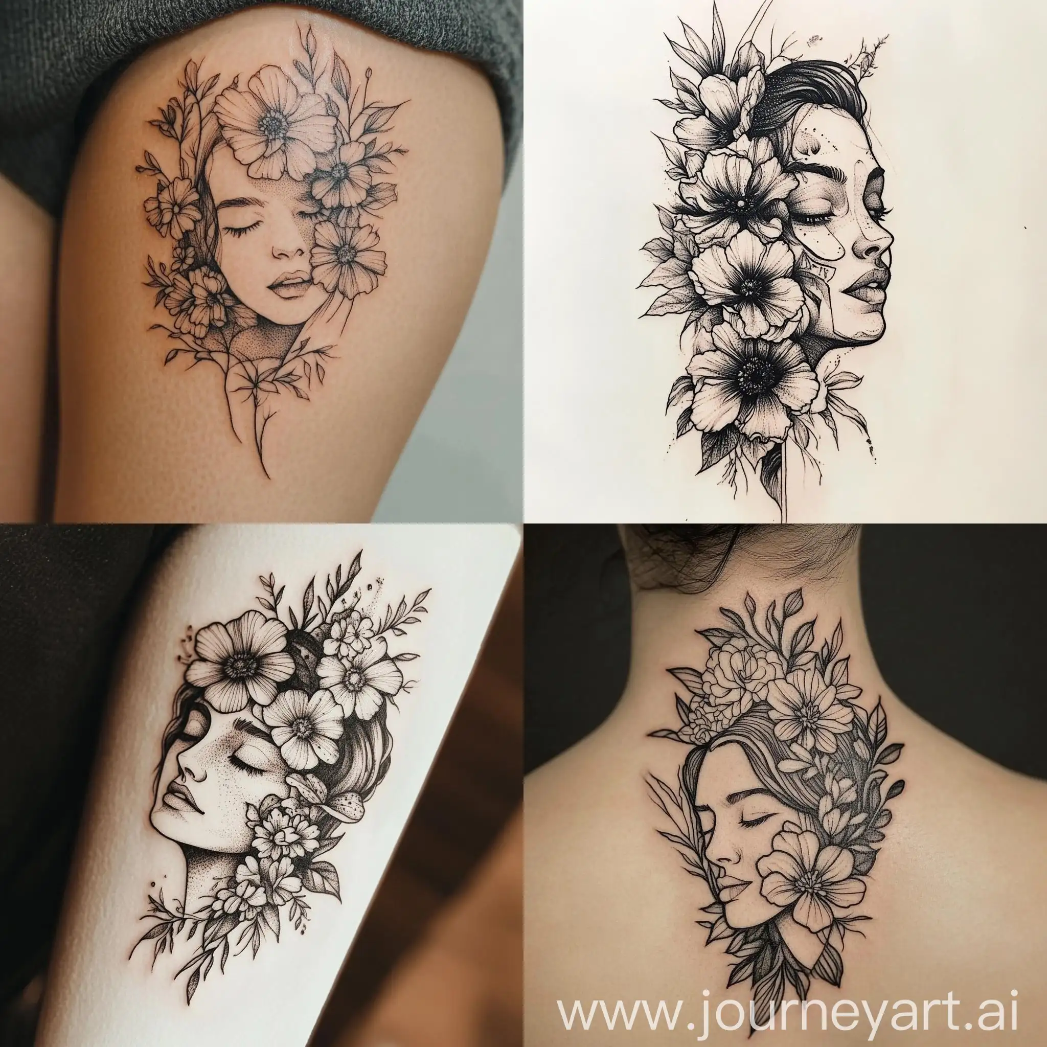 Women-and-Flowers-Tattoo-Design-for-Mental-Health-Awareness