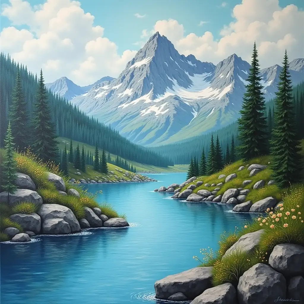 Mountain and river painting, wall painting