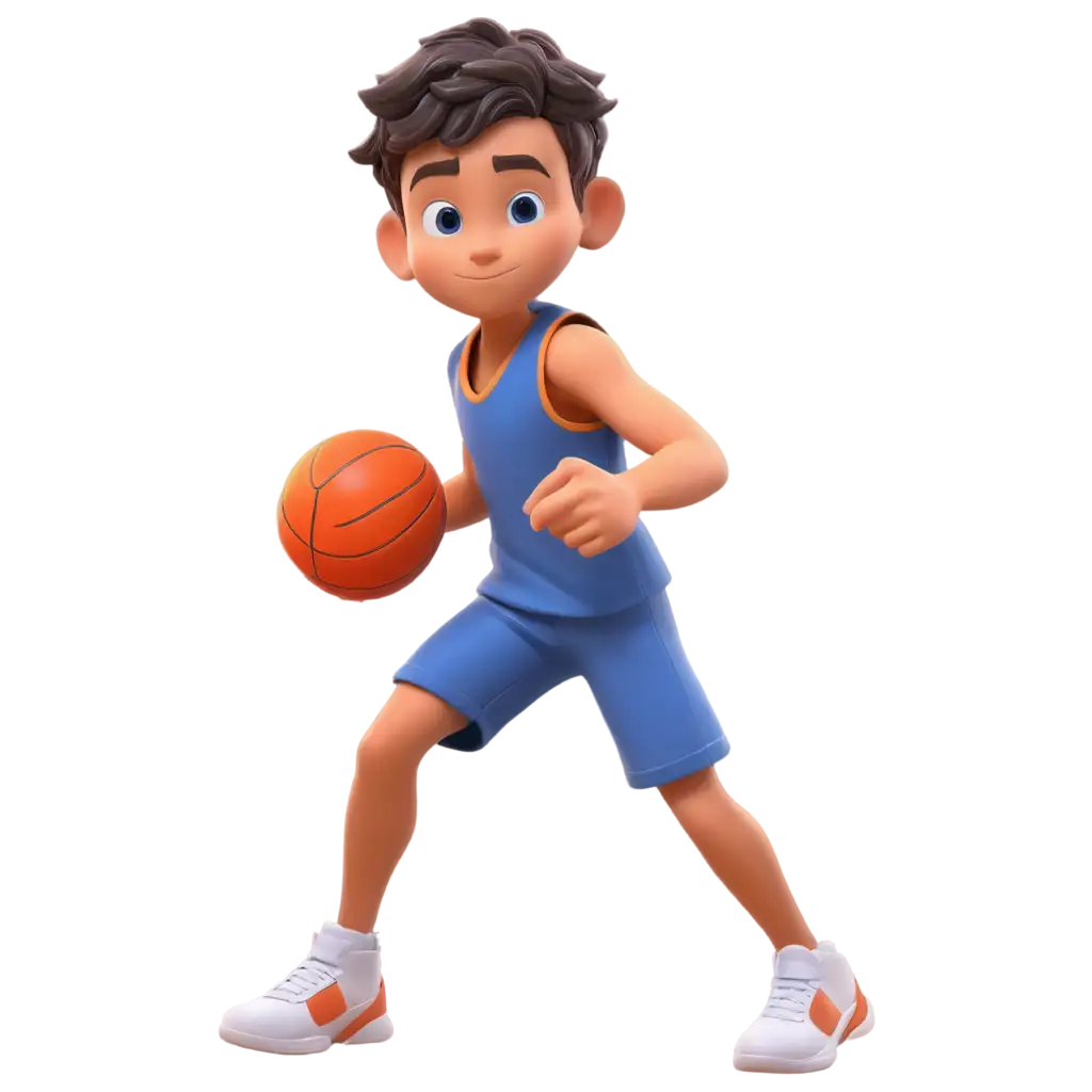 Basketball boy, 3d, solid color background