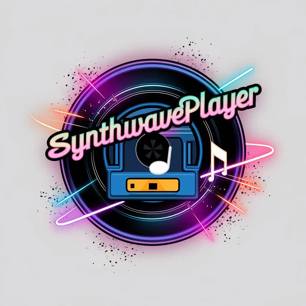 LOGO-Design-For-SynthwavePlayer-Rhythm-and-Tape-Music-Theme-with-Neon-Lights