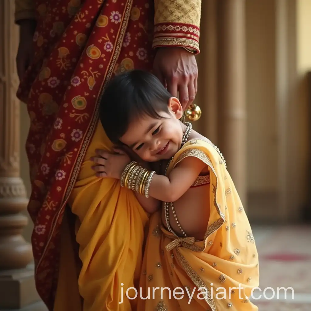 Turkish-Baby-Girl-in-Indian-Palace-Laughing-with-Father-in-Kings-Attire