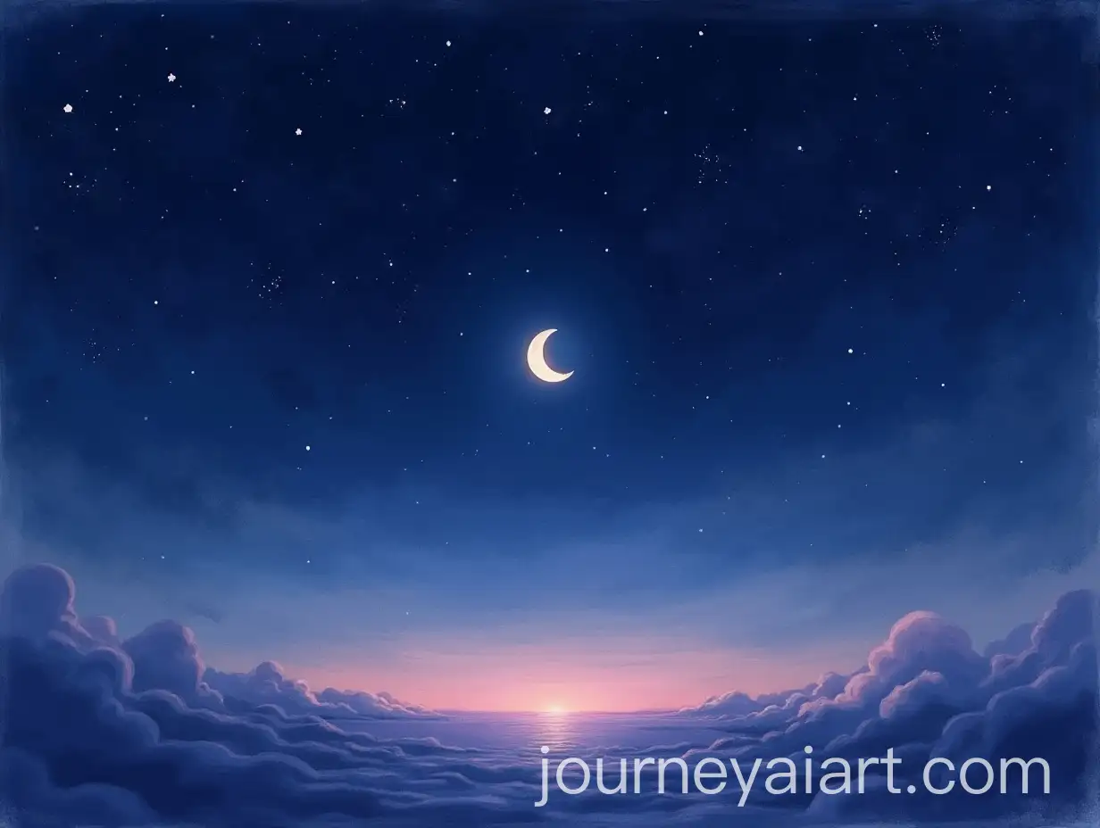 Gentle-Moon-Glowing-Above-the-Horizon-in-a-Starry-Sky