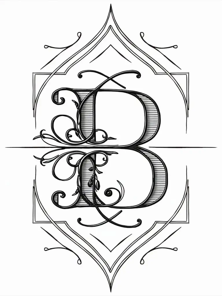 Elegant Monogram Letter B with Ornate Border