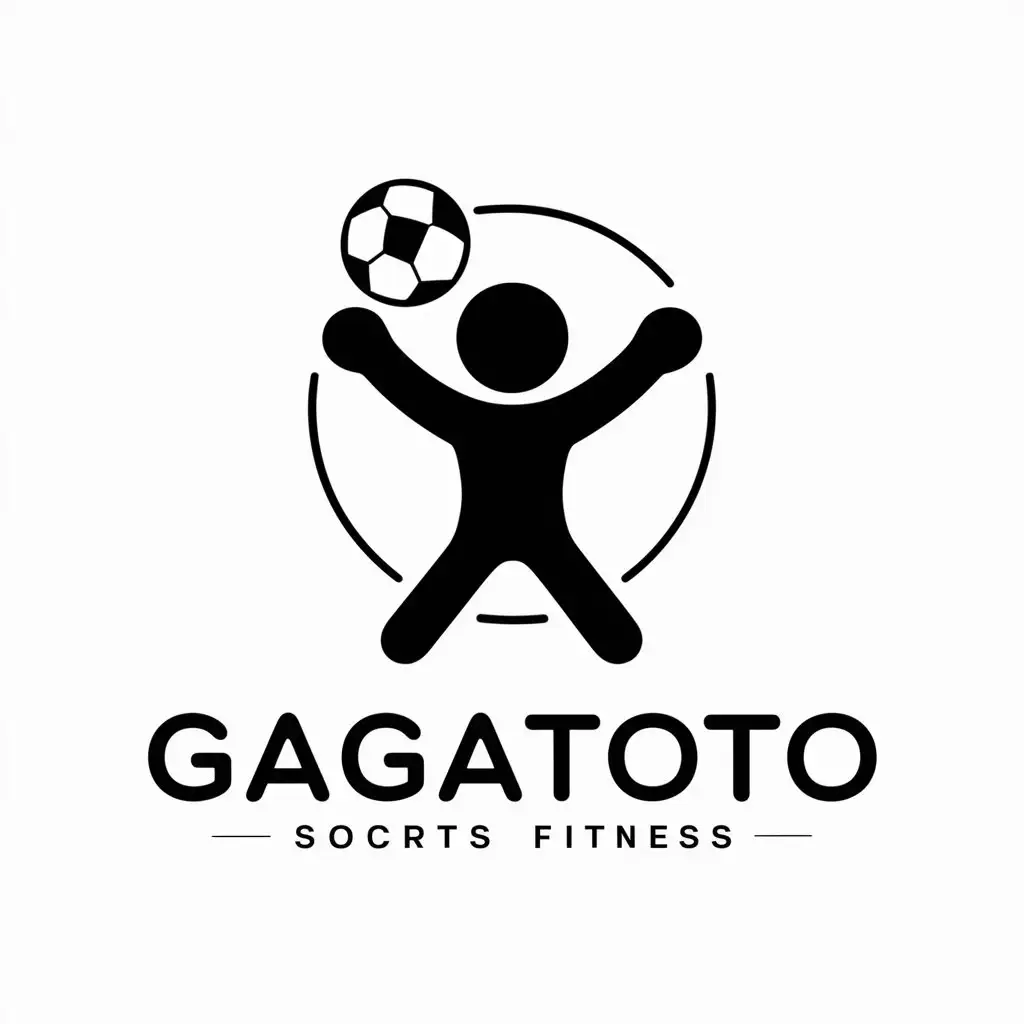 a vector logo design,with the text "gagatoto", main symbol:soccer  person  joy,Minimalistic,be used in Sports Fitness industry,clear background