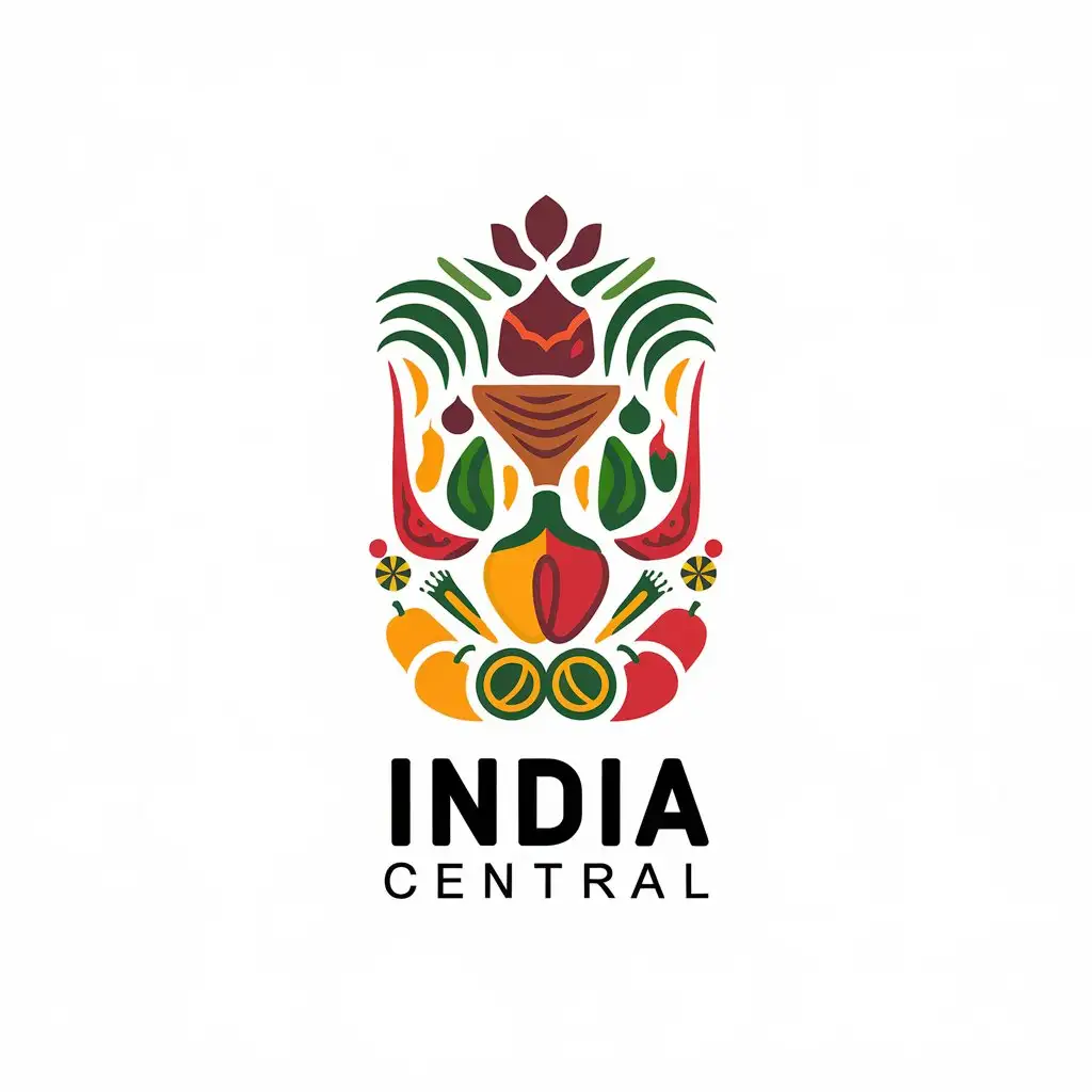 LOGO Design for India Central Vector Logo Featuring Spices and Vegetables for Retail Industry