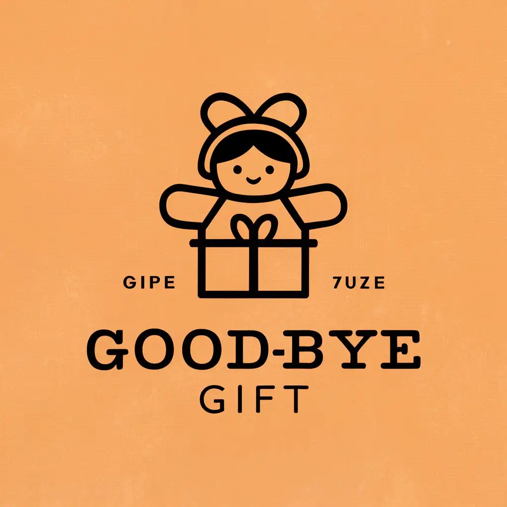 a vector logo design,with the text "goodbye gift", main symbol:gift box doll,Minimalistic,be used in Retail industry,clear background