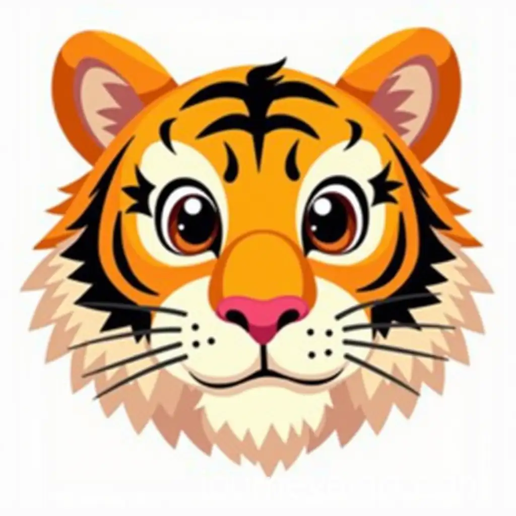 Cartoon-Tiger-Face-Illustration-with-Bold-Features-and-Vibrant-Colors