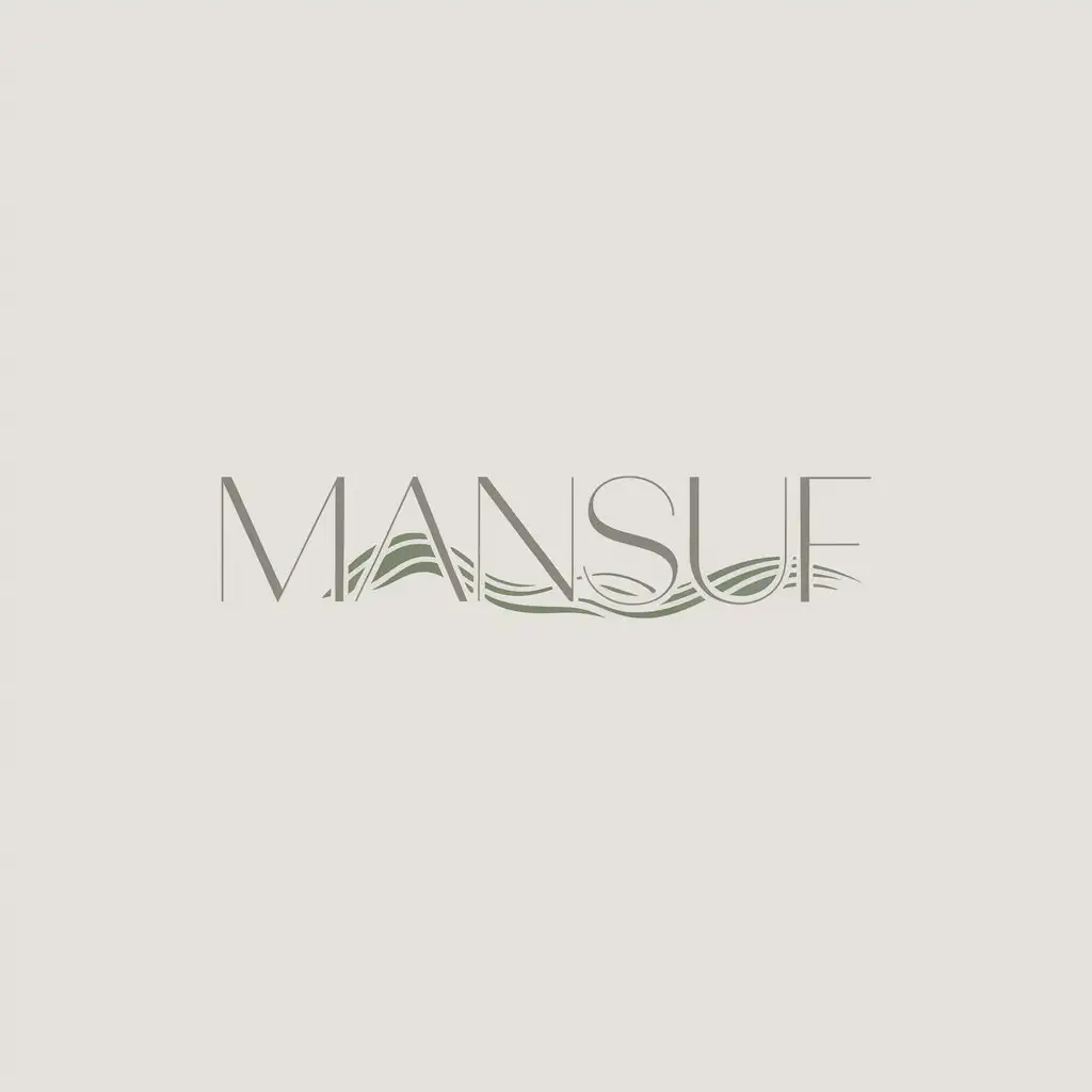 LOGO Design for MANSUF Sleek SansSerif Font with Abstract Wave or Vine Symbolism in Neutral Tones