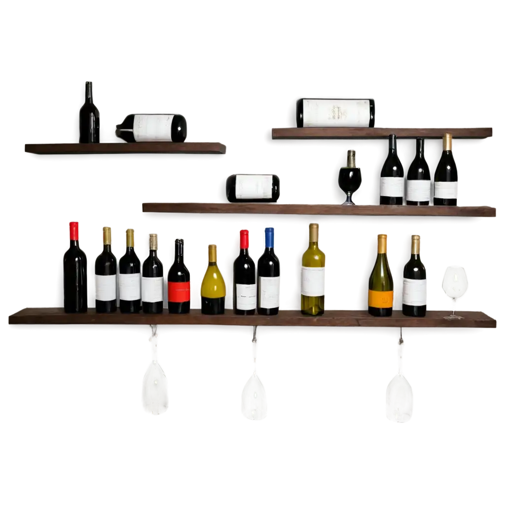 Horizontal-Wall-Shelf-with-Bottles-of-Wine-HighQuality-PNG-Image-for-Home-Decor-and-Lifestyle-Use