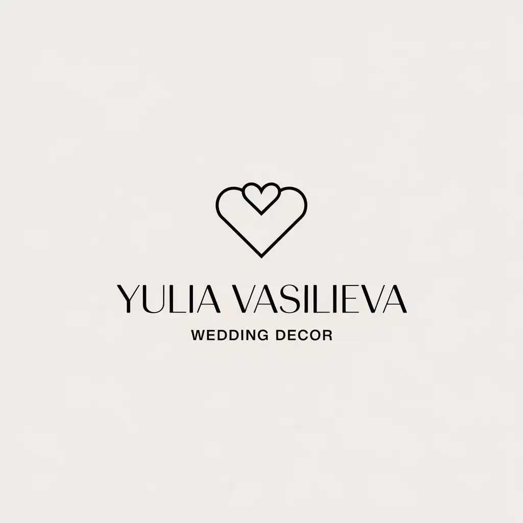 a vector logo design,with the text "Yulia Vasilieva  Wedding decor", main symbol:Serdce,Minimalistic,be used in Home Family industry,clear background