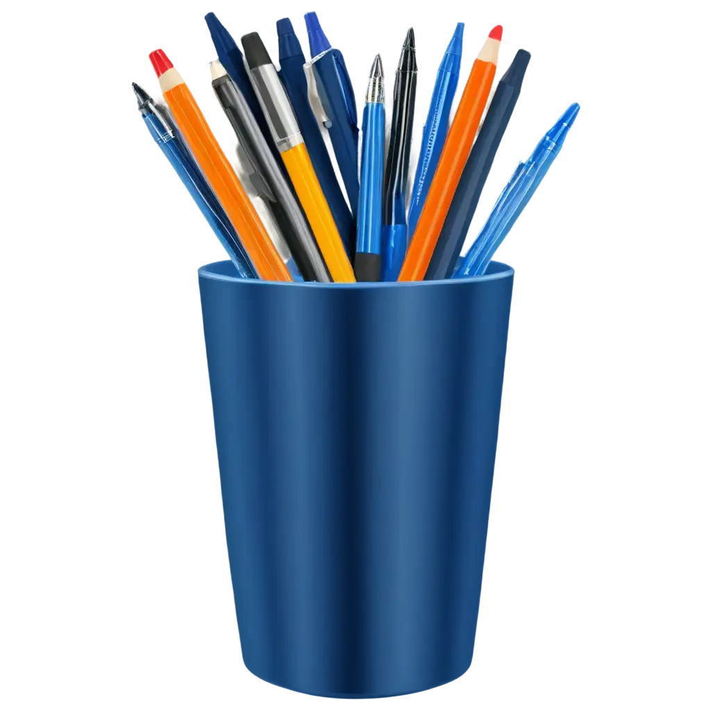 Pens-and-Pencils-in-a-Blue-Cup-PNG-Image-High-Quality-Transparent-Format-for-Creative-Use