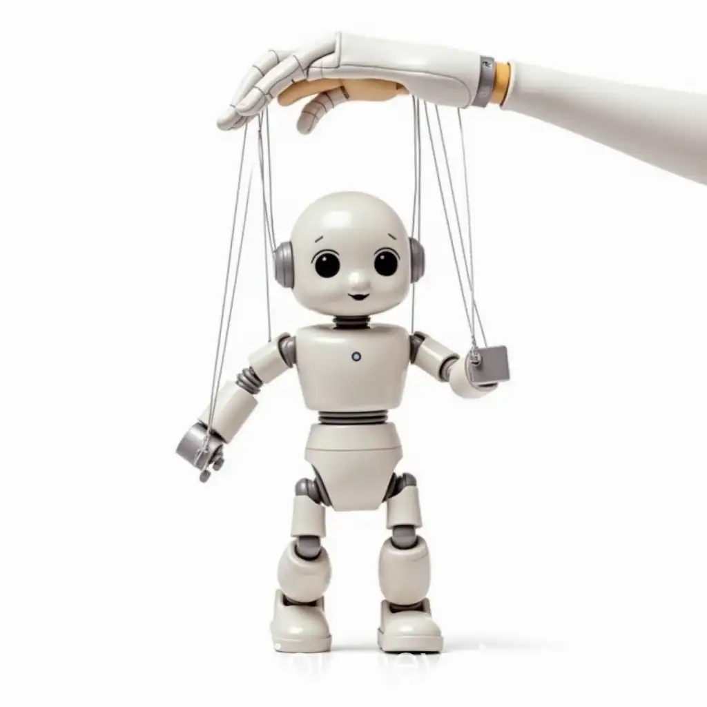 Cute-Marionette-Puppet-Baby-Robot-in-Walking-Pose-with-Control-Strings