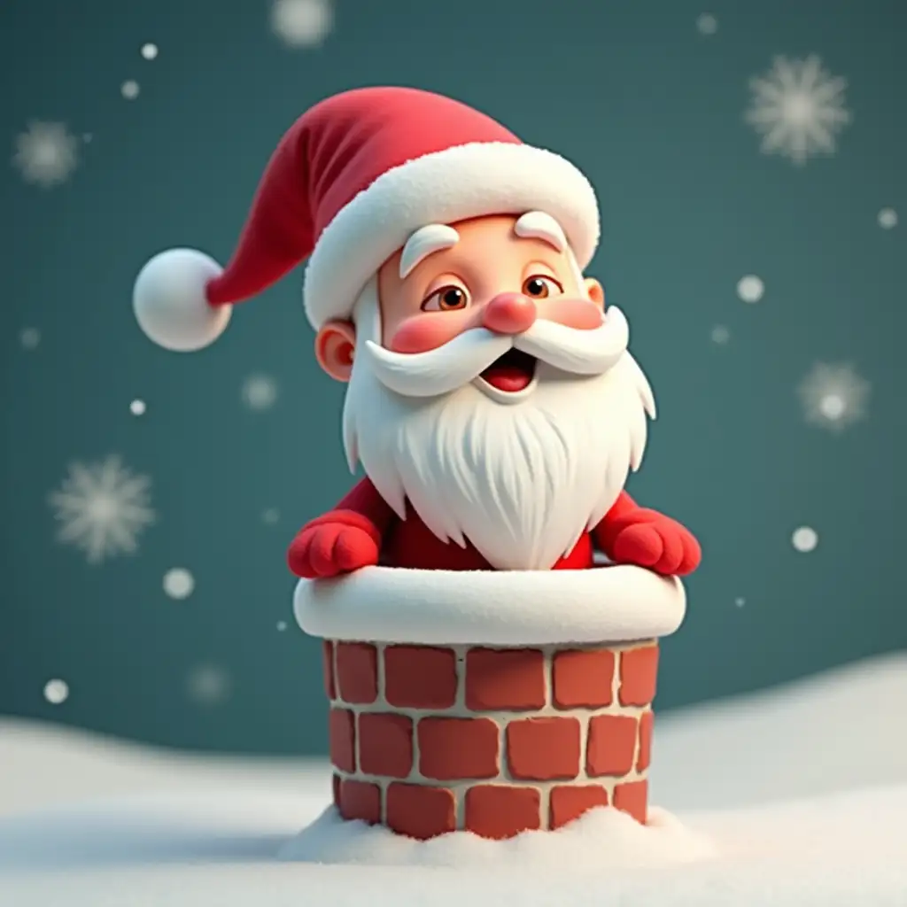 Cuddly-Santa-Emerges-from-Chimney-in-DisneyInspired-3D-Art