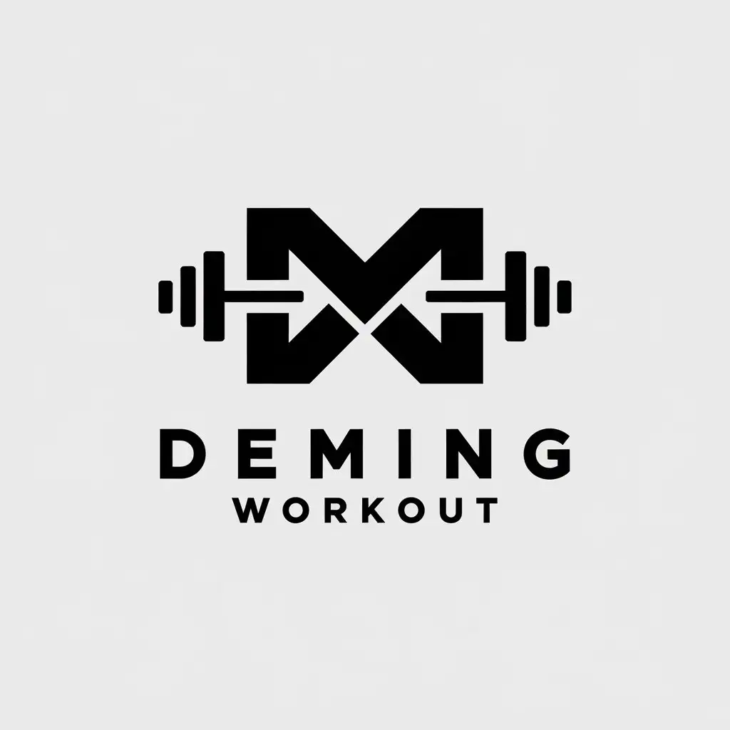 a vector logo design,with the text "DEMING WORKOUT", main symbol:DM.WORKOUT,Minimalistic,be used in Sports Fitness industry,clear background