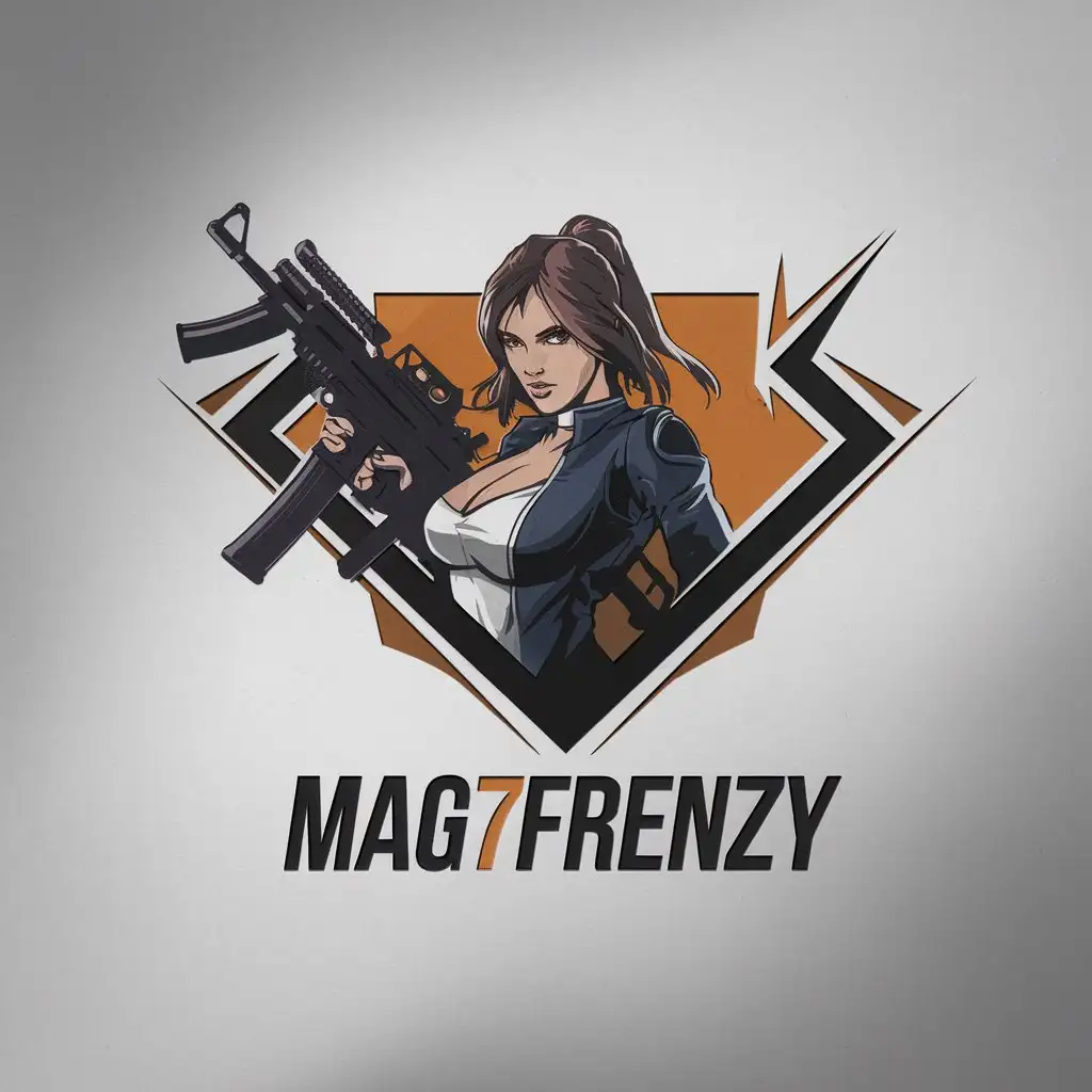 LOGO Design for Mag7Frenzy Free Fire Female Character with Minimalistic Mascot Theme