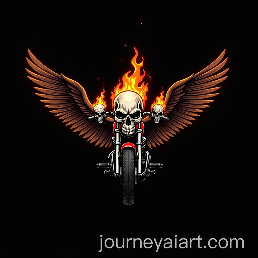 Vector-Biker-Emblem-FeaturingAI-Art-Prompt-Expansion-Flaming-Skull-on-Motorcycle-with-Fiery-Demon-Skulls-and-Brown-Wings