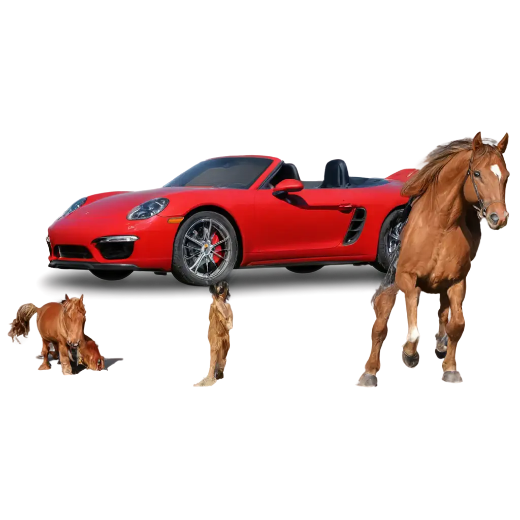 HighQuality-PNG-of-a-Red-Porsche-with-Horse-for-Dynamic-Visual-Appeal