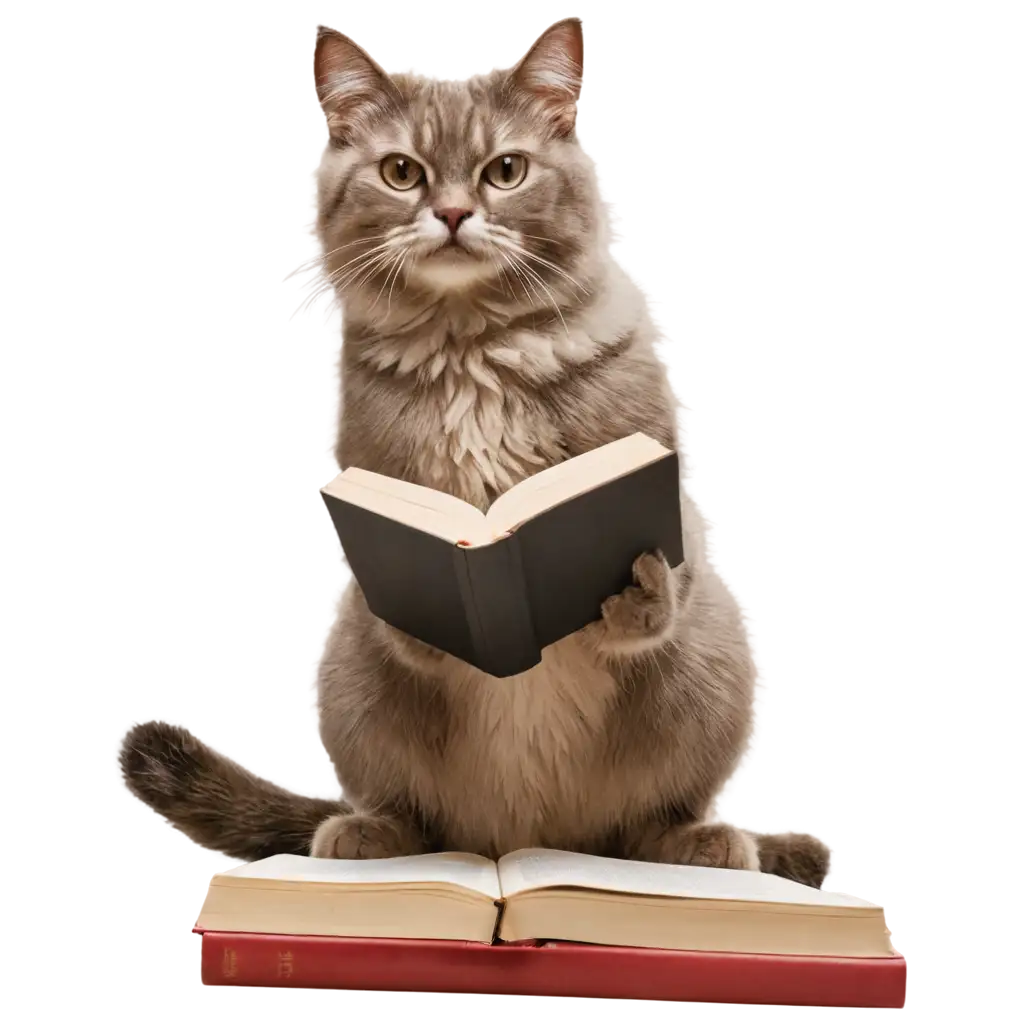 Cat-Using-Book-PNG-Clear-and-HighQuality-Image-for-Versatile-Applications