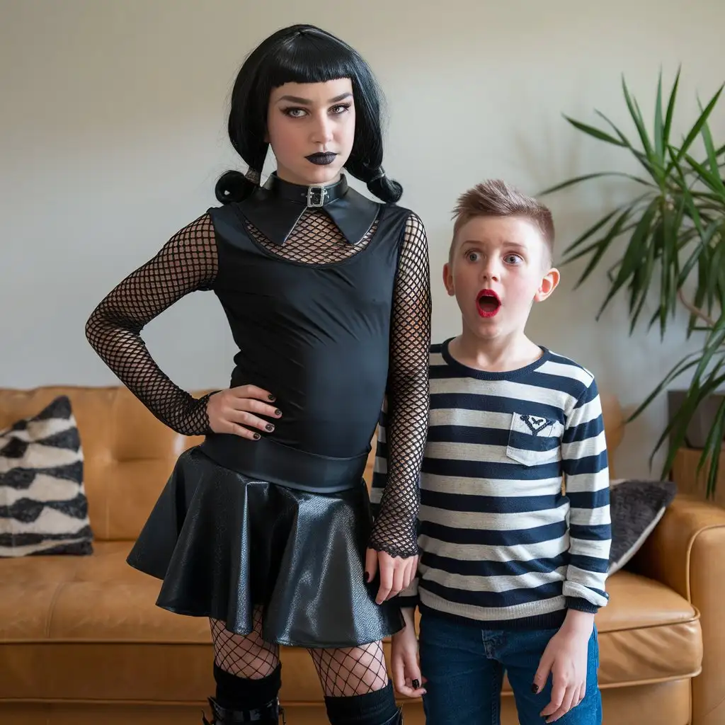 12YearOld-Boy-Dressed-as-Gothic-Femboy-Surprising-His-Little-Brother