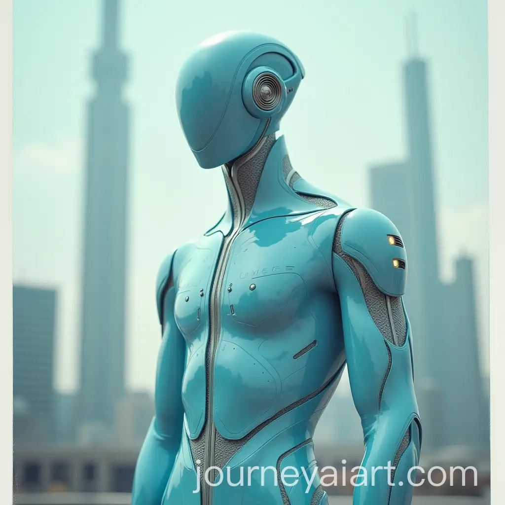 Futuristic-Humanoid-in-Light-Blue-Nano-Material-Attire-Captured-in-Urban-Landscape