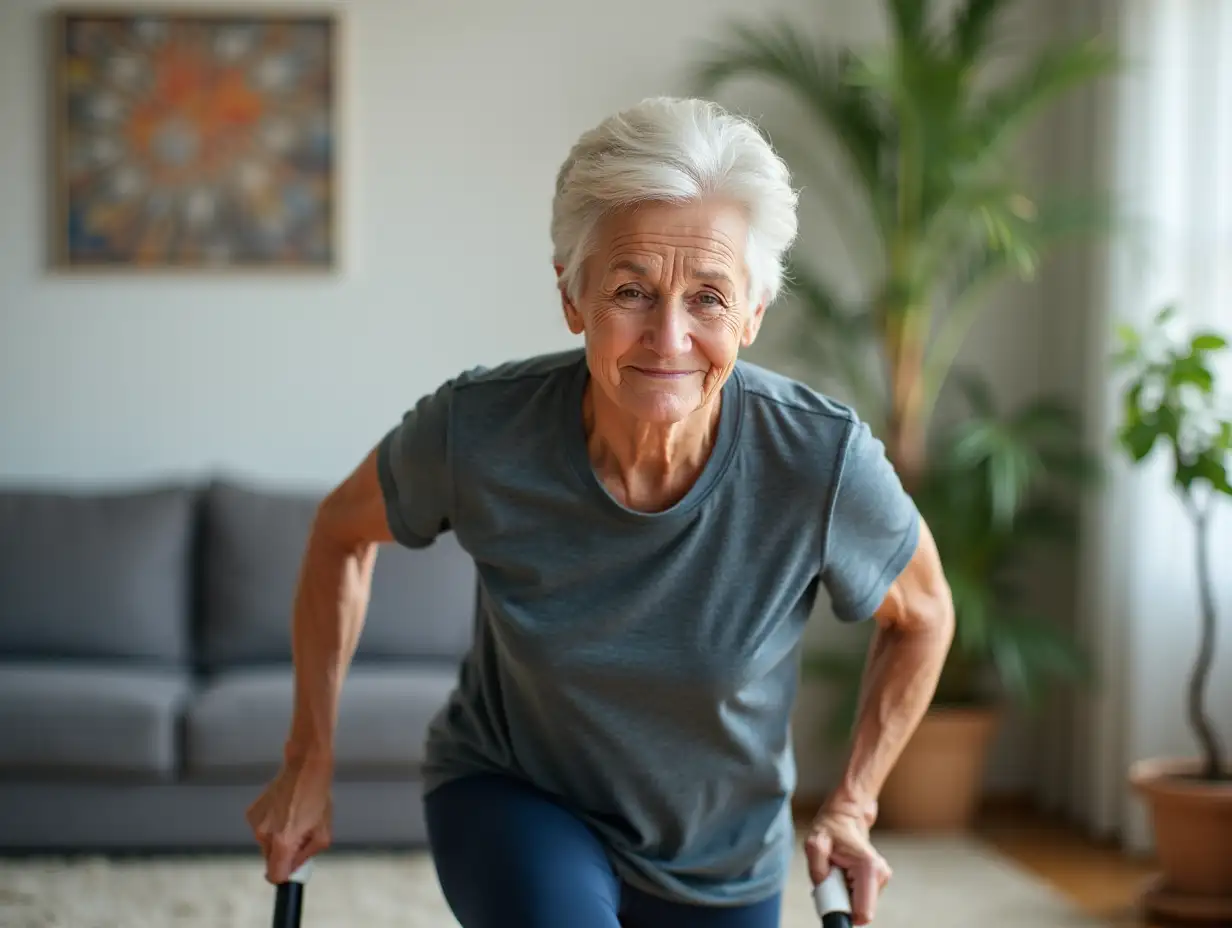 Energetic-Senior-Woman-in-Sportswear-Engaging-in-Cardio-Exercises-at-Home