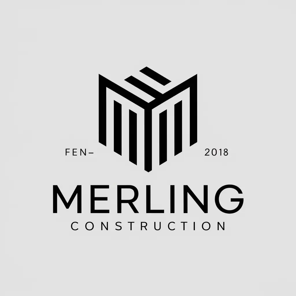 a vector logo design,with the text "MERLING", main symbol:fen-mo,complex,be used in Construction industry,clear background