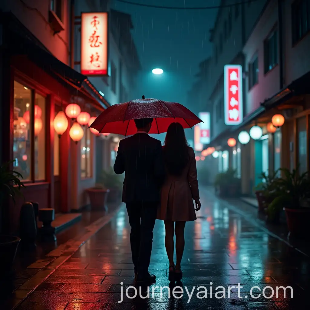 Couple-Sharing-Umbrella-on-Rainy-Night-with-Neon-Reflections
