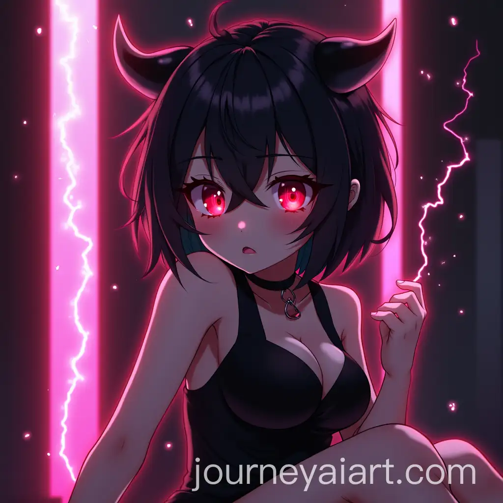 Anime-Girl-with-Black-Horns-and-Glowing-Neon-Aura-in-a-Gym-Setting