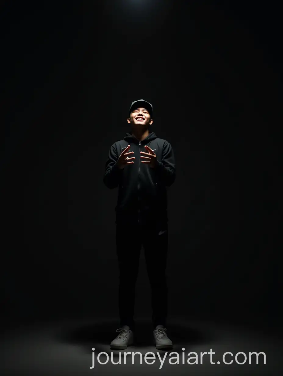 Smiling-Indonesian-Man-in-Nike-Apparel-Encouraging-Gesture