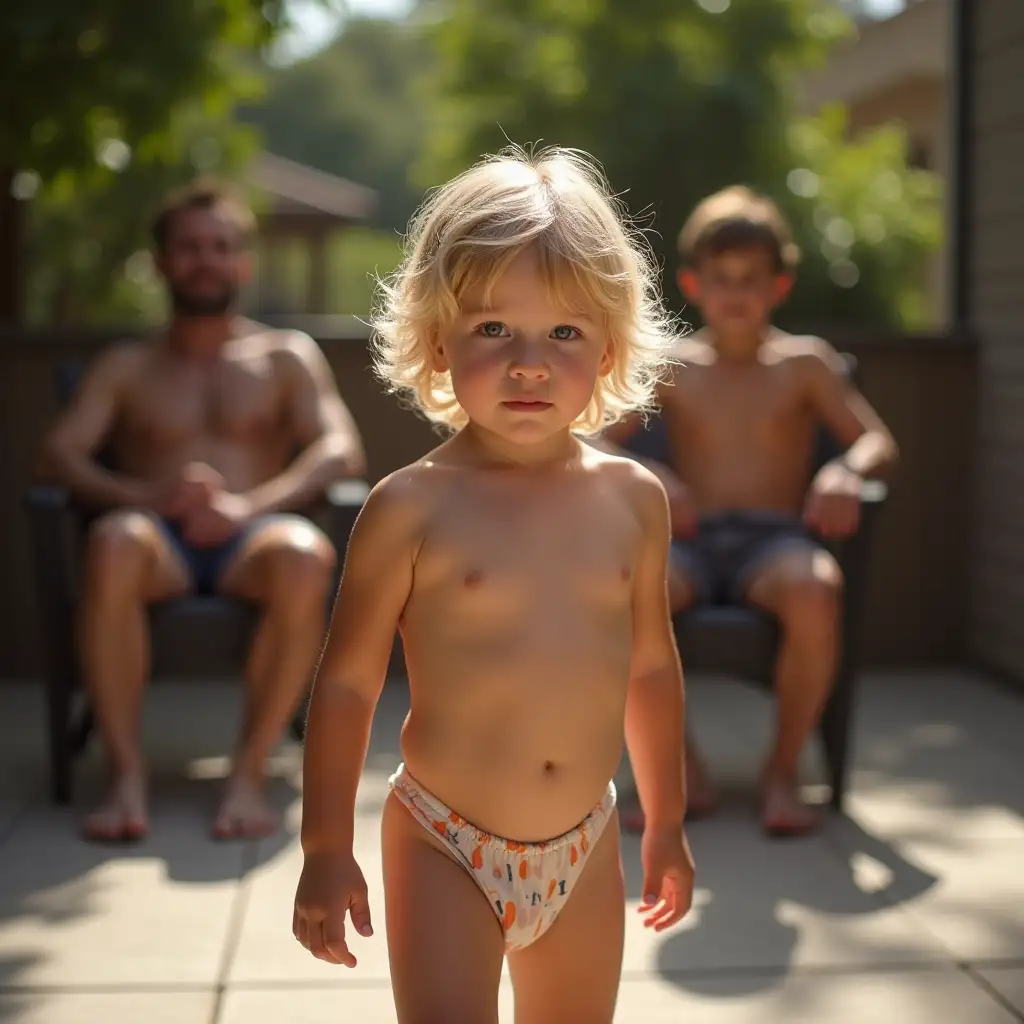 Little-Girl-on-Sunny-Patio-with-Family-in-Background