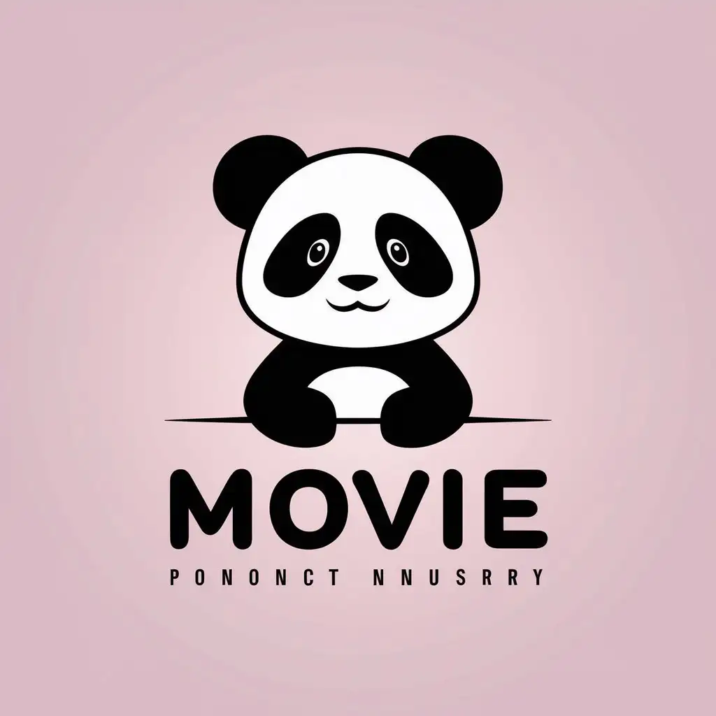 a vector logo design,with the text "movie", main symbol:cute panda,Minimalistic,be used in Nonprofit industry,clear background