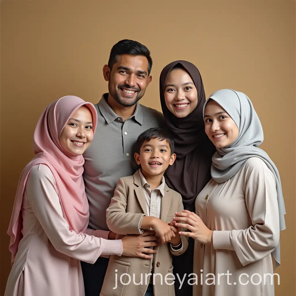Family-of-Four-Baking-Together-Mother-Father-Son-and-DaughterinLaw-with-Hijabs
