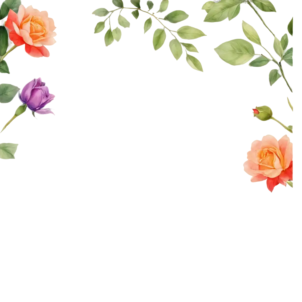 Vibrant-Colored-Flowers-PNG-Delicate-Watercolor-Painting-with-Roses-Lilies-and-Buds