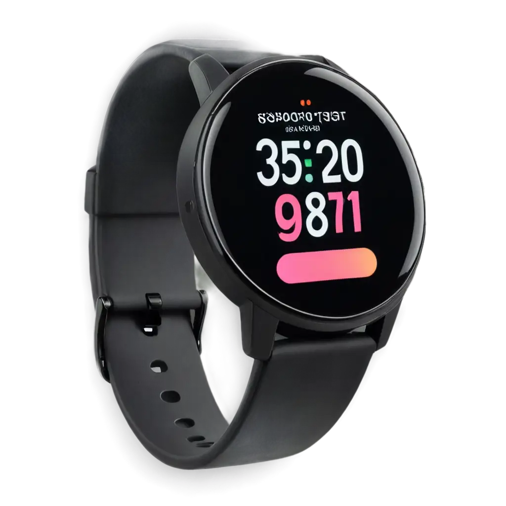 HighQuality-PNG-Image-of-a-Black-Smartwatch-Displaying-Heart-Rate-Steps-and-Calorie-Count