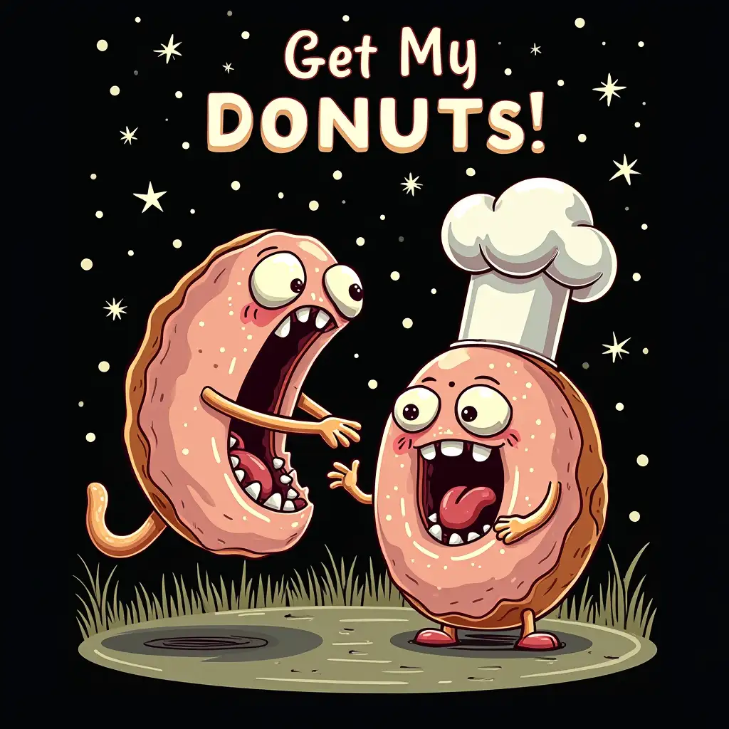 Vegan-Anthropomorphic-Donuts-and-Ice-Cream-Chef-in-Whimsical-TShirt-Design