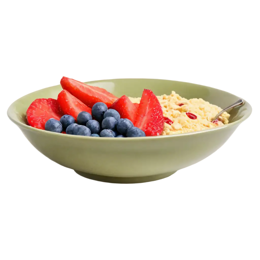 A breakfast bowl with fresh fruit on top