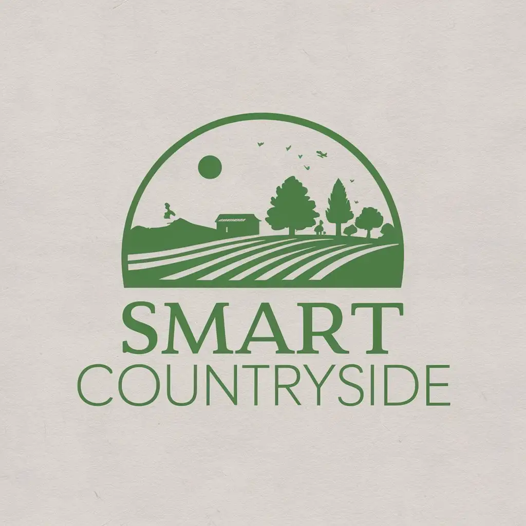 LOGO Design for Smart Countryside Vector Illustration of Rural Scenery on Clear Background