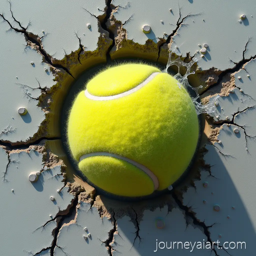 Tennis-Ball-Impact-on-Concrete-Wall-with-Cracks-and-Water-Splashes