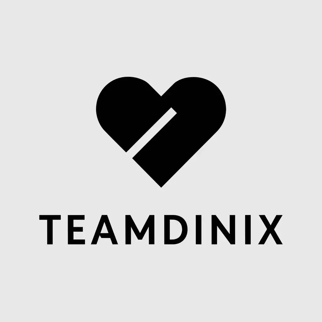 a vector logo design,with the text "teamDinix", main symbol:black heart,Minimalistic,be used in Nonprofit industry,clear background