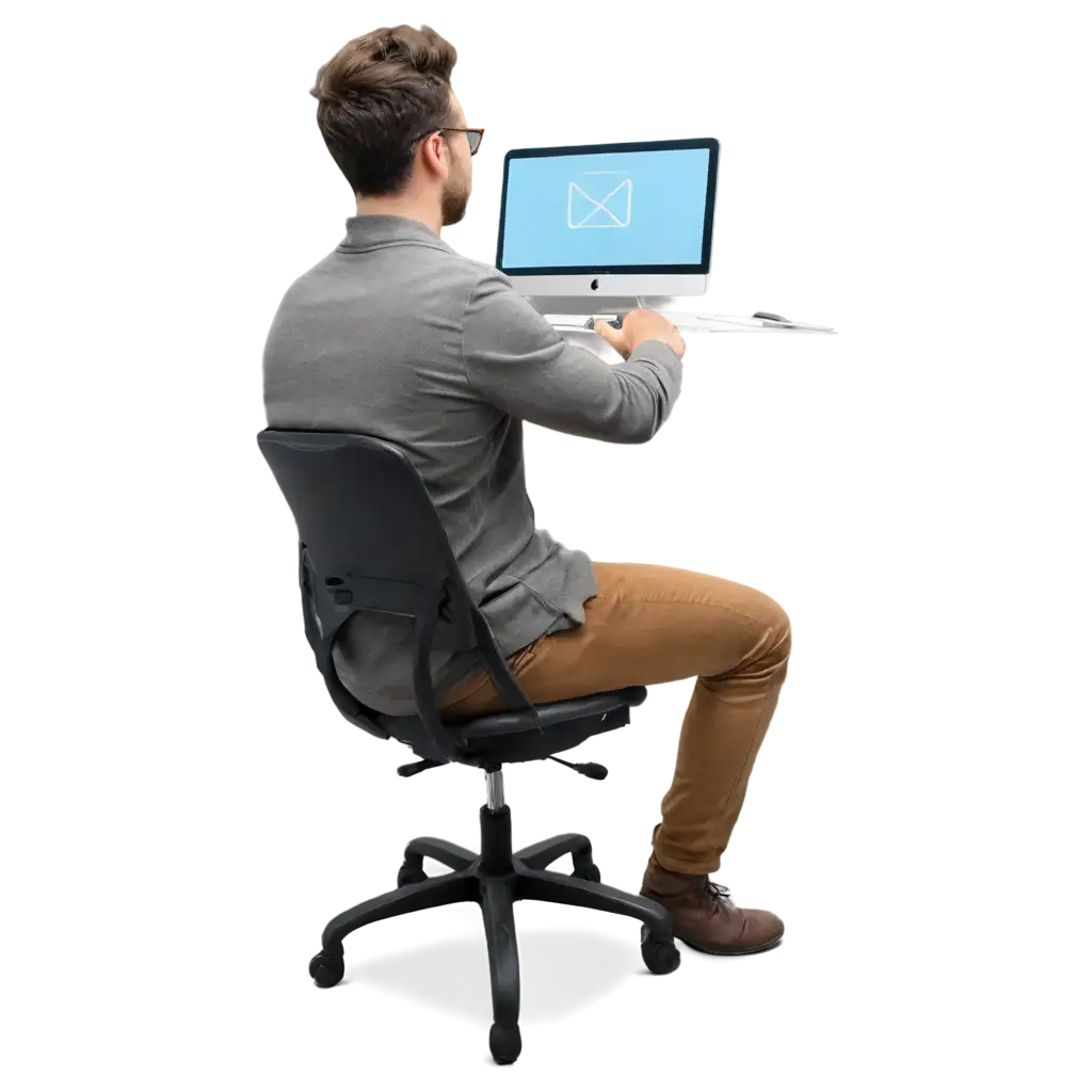 PNG-Image-of-a-Man-Working-on-Computer-from-Behind-in-a-Chair-Enhancing-Productivity-and-Focus