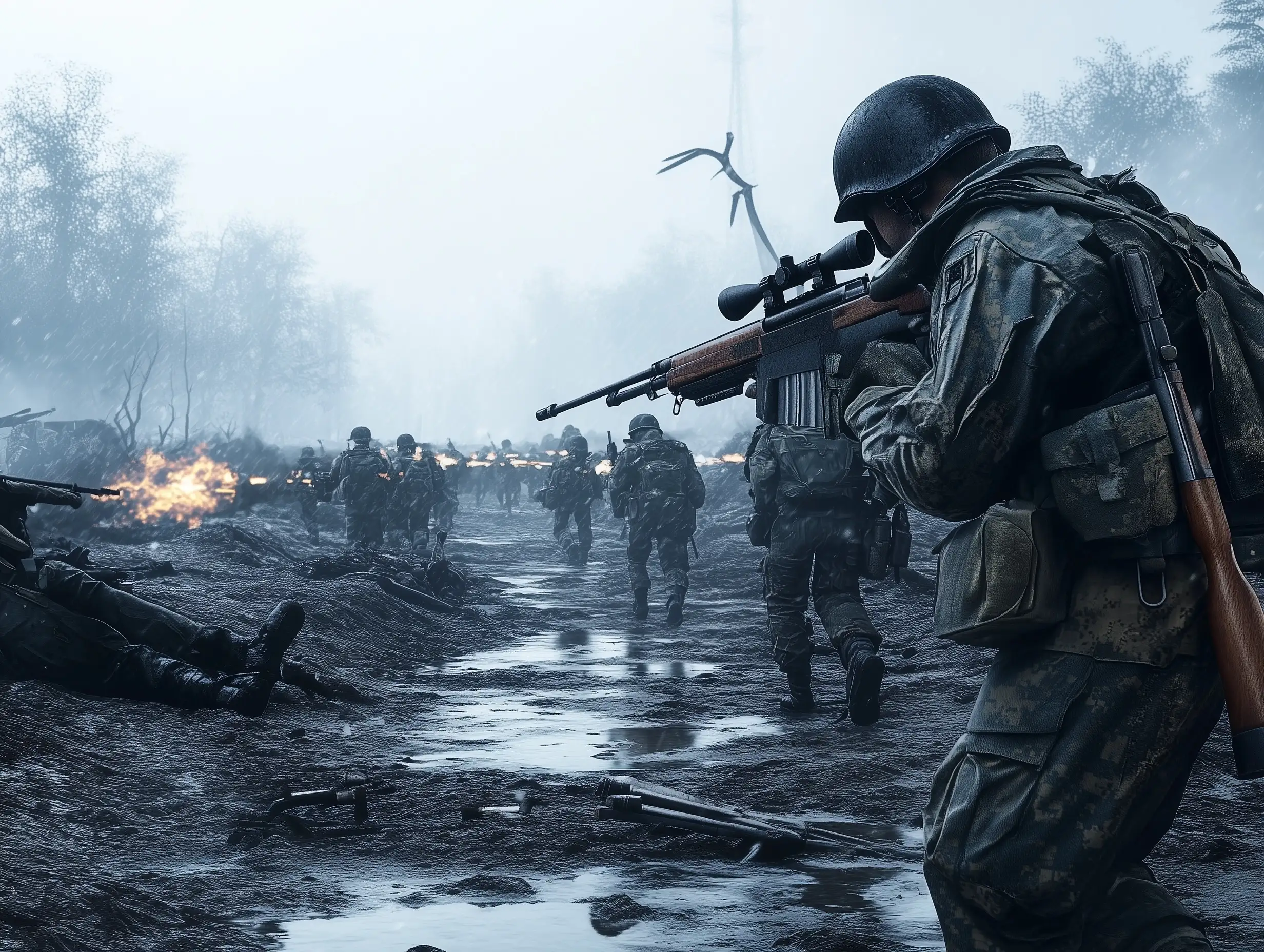 Grim-Winter-War-Scene-Soldiers-Marching-Through-Cold-Snowy-Landscape