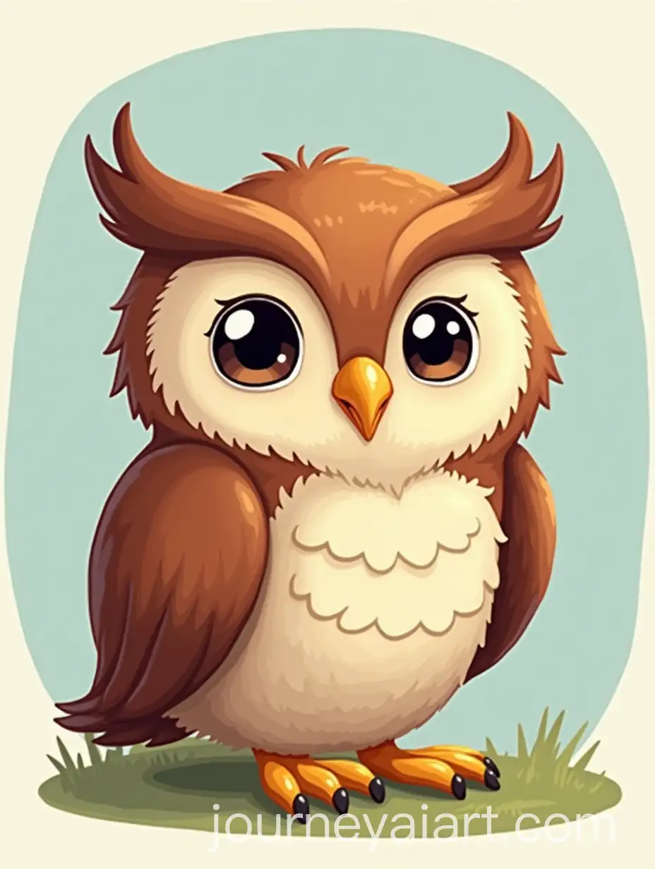 Cartoon-Owl-Flying-in-a-Whimsical-Forest-Scene